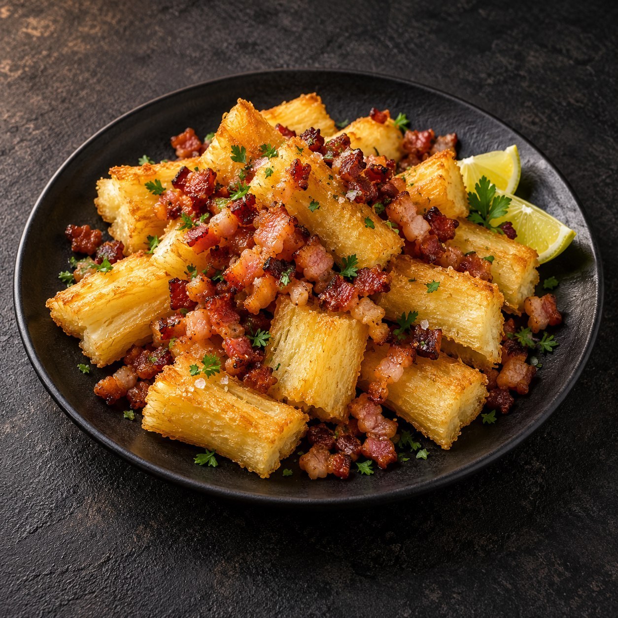 Sugestão de preparo: Mandioca com bacon